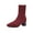 Wine, variant on Army Green Womens Ankle Boots Low Heel Pointed Toe Knitted Socks Boots Fashion Casual Solid Color Pull-On Foot Length 9.45 Inches