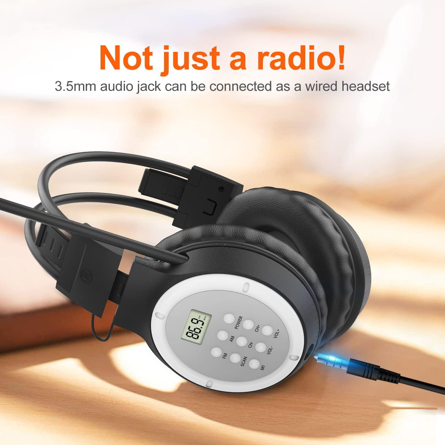 AM FM Radio Headphones, Personal Portable Radio Headset am/fm Digital with Best Reception for Jogging, Mowing, Cycling, Meeting, Powered by 2 AA Batteries (Not Included)……