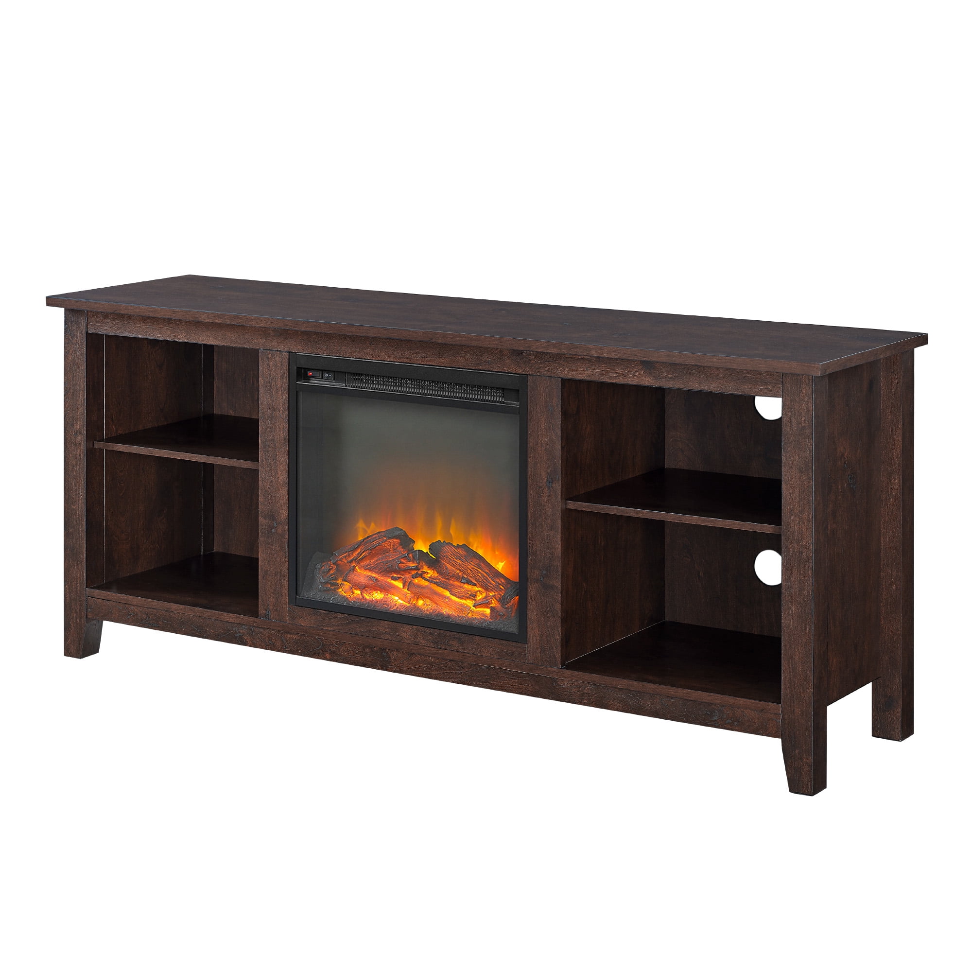 Walker Edison Traditional Fireplace TV Stand for TVs Up to 64" - Brown
