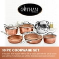 thumbnail image 5 of Gotham Steel Hammered Collection Pots and Pans Set, 10-Piece Premium Cookware Set with Nonstick Coating, Dishwasher and Oven Safe, Copper, 5 of 10