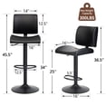 thumbnail image 4 of FIRAVOE Bar Stools Set of 2 with Back, Ergonomic Curved Swivel Bar Stools, Adjustable Faux Leather Bar Stools 25"-34", Modern Bar Height Barstools Bar Chairs for Kitchen Island, Black, 4 of 10