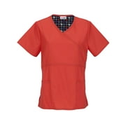 Women's Fashion Essentials Mock Wrap Scrub Top With Contrast Binding
