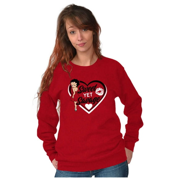 Betty Boop Sweet Yet Save Cute Sassy Women Crewneck Sweatshirt Brisco Brands 5X