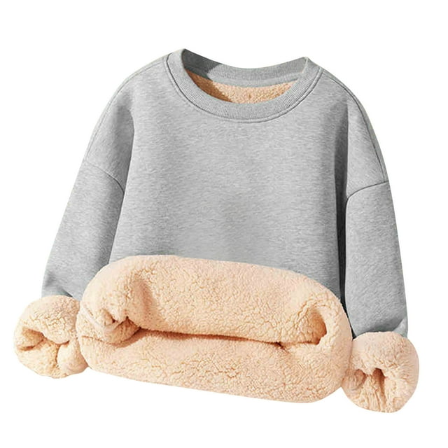 Chandail à Col Rond pour Garçons, Chandails en Molleton, Manches Longues, Chandail de Base, Doux, Chaud, Mince, Molleton pour Enfants