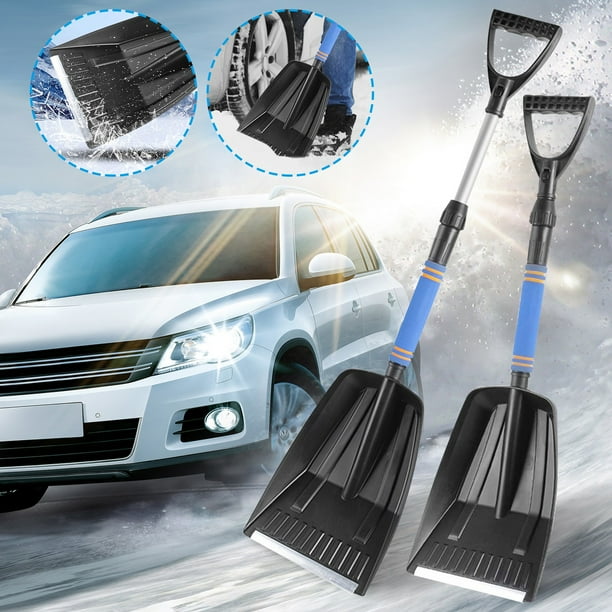 Uuiauoio Car Snow Shovel, Telescoping Snow Shovel with Sponge Grip, Snow Shovels for Driveway, Snow Shovels for Car Truck SUV, Storage for Vehicle or Hiking, Use in Snow, Dirt, Ice, or Gravel (1PCS)