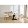 thumbnail image 5 of White Velvet Dining Chair With Metal Legs And Foam Filling For Kitchen Or Room 26.65"w Ergonomic Design Filling, Golden Legs,, 5 of 7