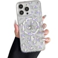 thumbnail image 1 of Étui pour iPhone 13 Pro Max Compatible avec MagSafe Motif Floral Clair Mignon pour Filles Femmes Mince Magnétique Dos Dur Antichoc pour iPhone 13 Pro Max, Fleurs Violettes, 1 of 4