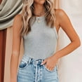 thumbnail image 2 of safuny Slim Basic Tank Tops for Women Solid Color Retro Camisole Sleeveless Crew Neck Vest Leisure Comfy Relaxed Beach Blouses Fashion Summer Gray L, 2 of 6