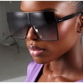 thumbnail image 3 of Square Sunglasses Metal frame Big XL Black Lens Women Shades Large Trendy Fancy, 3 of 5