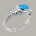 thumbnail image 2 of LBG British Made 18k White Gold Natural Turquoise Unisex Anniversary Ring - 33 size options - Size 6, 2 of 6