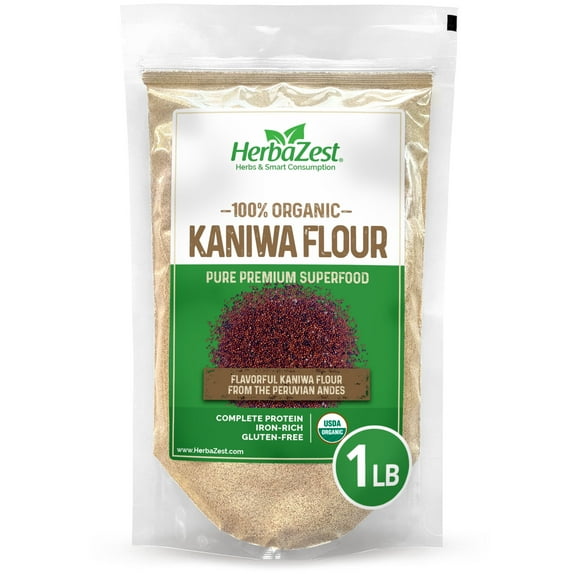 HerbaZest Kaniwa Flour | 1 lb | USDA Certified Organic | Gluten Free & Vegan | Nutty, Protein-Rich Option for Baking & Cooking | Superfoods
