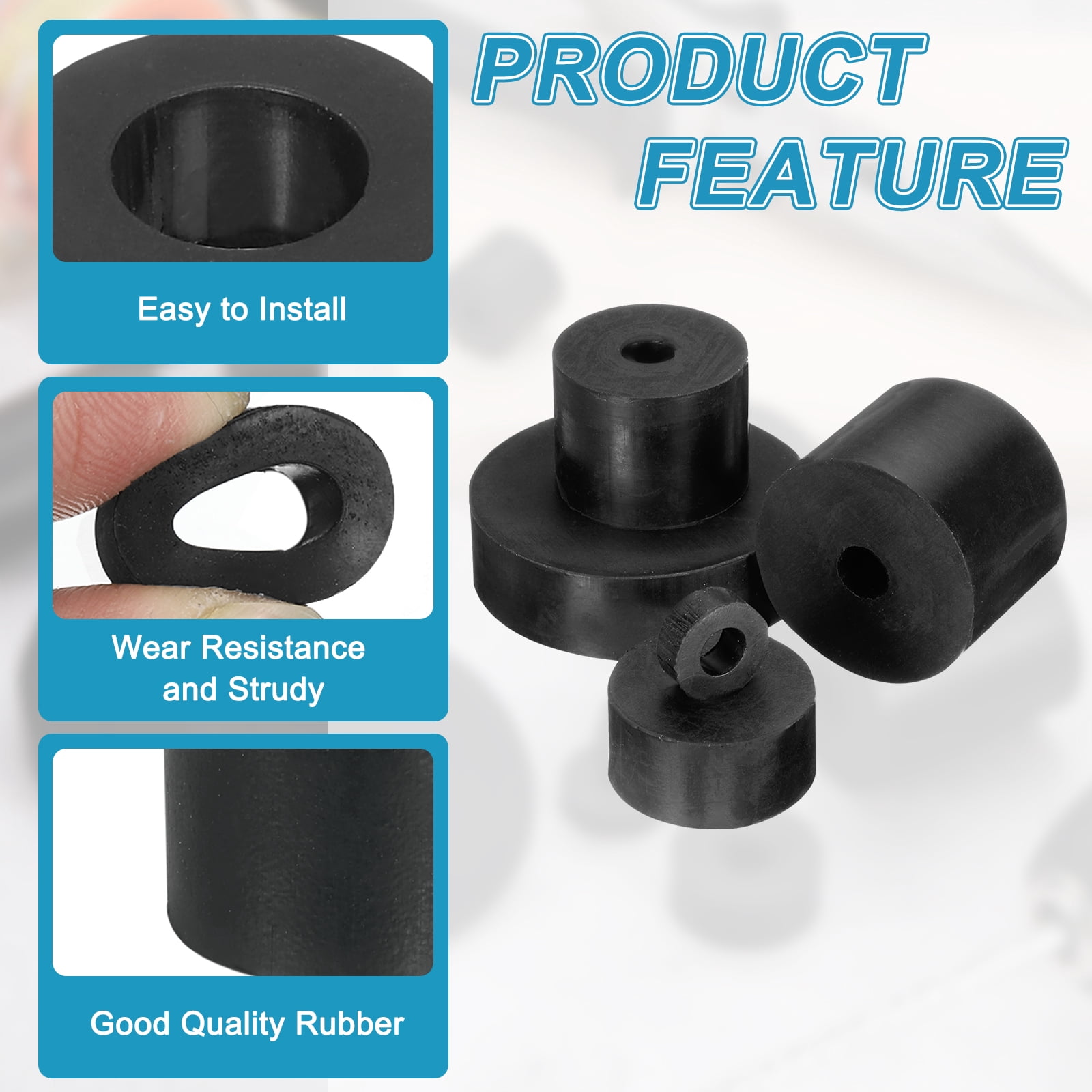 6 Pcs Multi Purpose Rubber Spacer, 12mm ODx80mm IDx10 mm Thickness Anti-Vibration Isolation for Home Cars(Black)
