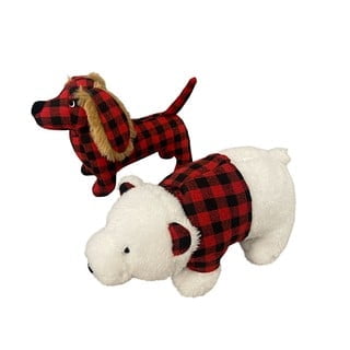 Bearpaw Crinkle Toys - Squeaky Teddy Bear and Puppy Cuddle Buddy (2 Pack)