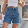 thumbnail image 3 of Womens Jean Shorts Button Ruffle Casual Shorts with Pockets Trendy High Rise Denim Shorts, 3 of 5