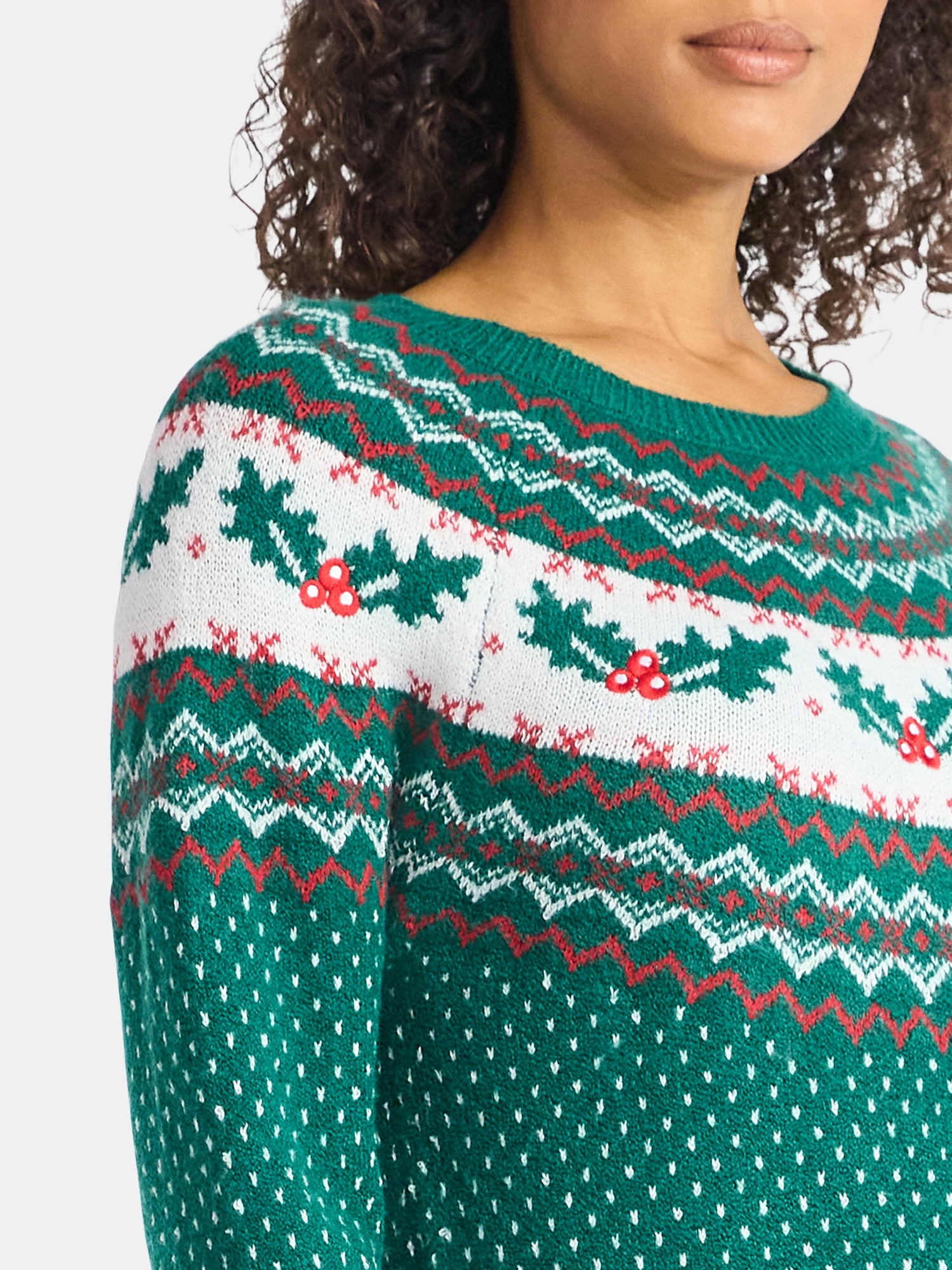 Holiday Time Women's and Women's Plus Pretty Christmas Sweater, Sizes XXS-3X