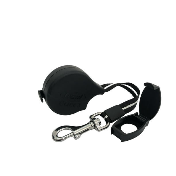 1 Correa retráctil Flexi Click 2 compacta con adaptador para colocar en arnés o collar todo en color negro