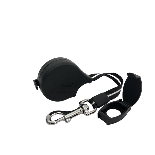 1 Correa retráctil Flexi Click 2 compacta con adaptador para colocar en arnés o collar todo en color negro