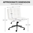 thumbnail image 4 of UHOMEPRO Armless Office Chair, Modern Swivel Vanity Chair with Wheels, Fabric Padded, Height Adjustable Wide Seat, Mid-back Chair, Computer Task Chair for Home Office, Bedroom, Leather White, 4 of 7