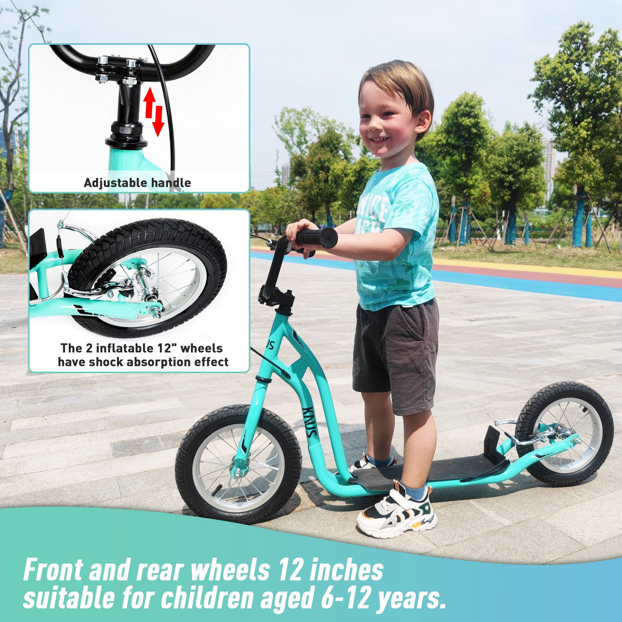 CIPACHO Youth Scooter Kick Scooter for Kids 5+ with Adjustable Handlebar 16" Front and 12" Rear Dual Brakes Inflatable Wheels, Yellow CIPACHO Youth Scooter Kick Scooter for Kids 5+ with Adjustable Handlebar 16" Front and 12" Rear Dual Brakes Inflatable Wheels, Yellow