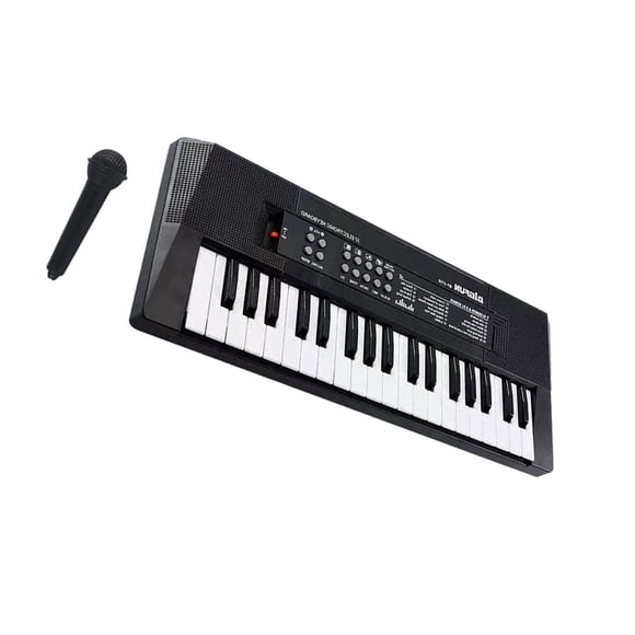 Piano electrónico para niños con un solo altavoz, 37 teclas y micrófono. Negro