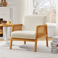 thumbnail image 2 of Renwick Fabric Upholstered Accent Chair with Rattan Sides,Ivory, 2 of 10