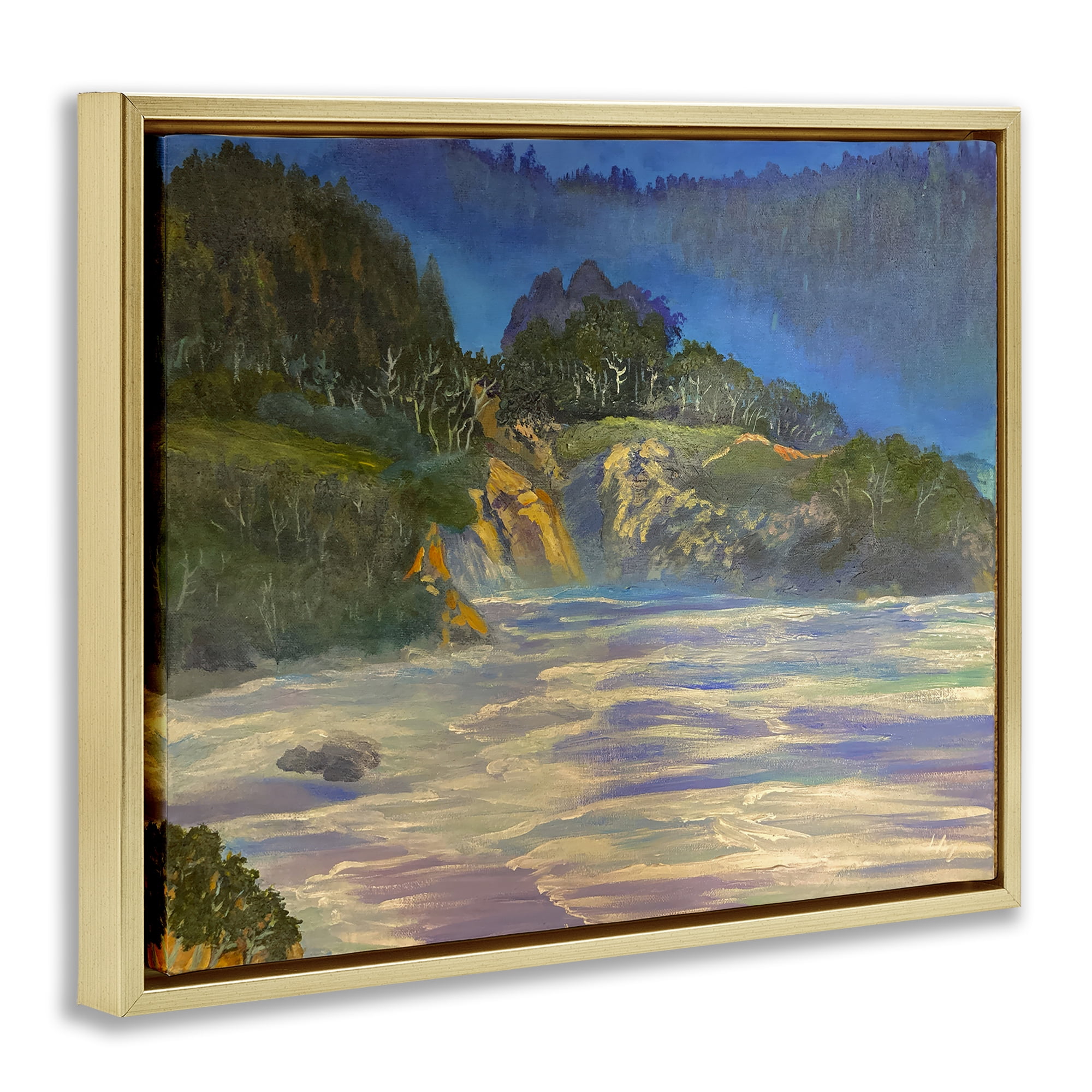 Stupell Industries Natural Wilderness Coastline Gold Framed Floater Canvas Wall Art, design by Lee Ann Zirbes