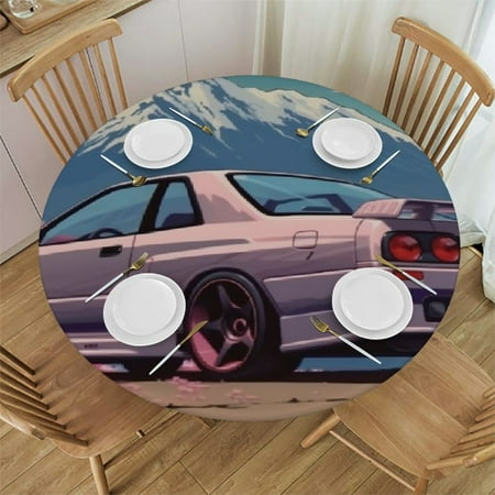 

BCIIG Anime Visual Round Table Cover Stain Resistant Washable Indoor Outdoor Tablecloth Kitchen Dining Wedding Parties Outdoor Fitted 100% Polyester Fiber 31-35