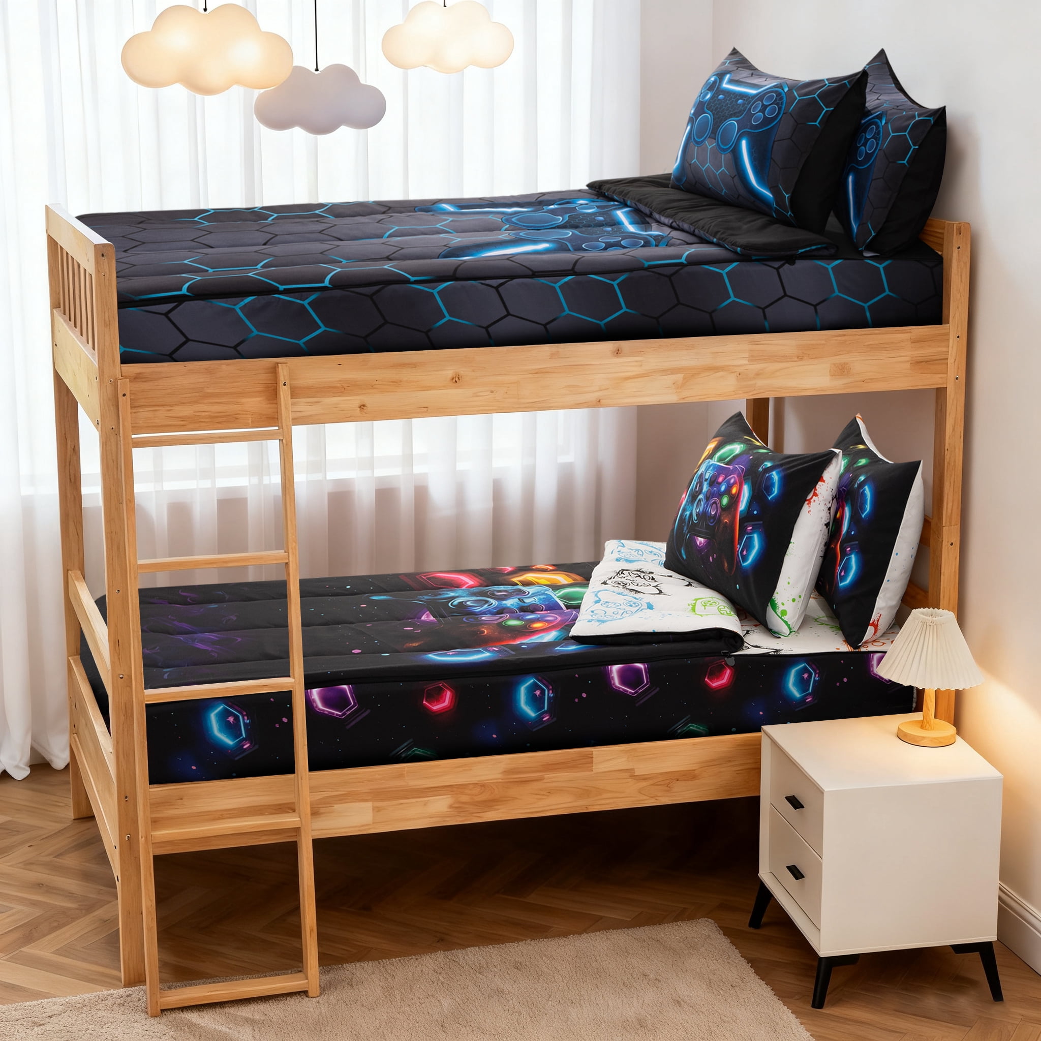 Btargot Galaxy Space Zipper Comforter Set Twin for Kids Boys Planet Constellation Bedding Set