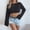 Black, variant on Women's 2025 Trendy Ribbed Knit Crop Top Hollow Out Crochet Pullover Batwing Sleeve Solid Color Shirts Blouse