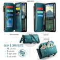 thumbnail image 3 of CaseMe Leather for Samsung Galaxy A17 Case Wallet【RFID Blocking】with 10-Card Holder Zipper Bills Slot, Soft PU Leather Magnetic Shoulder Wrist Strap for Samsung Galaxy A17 Wallet Case Women,Green, 3 of 13