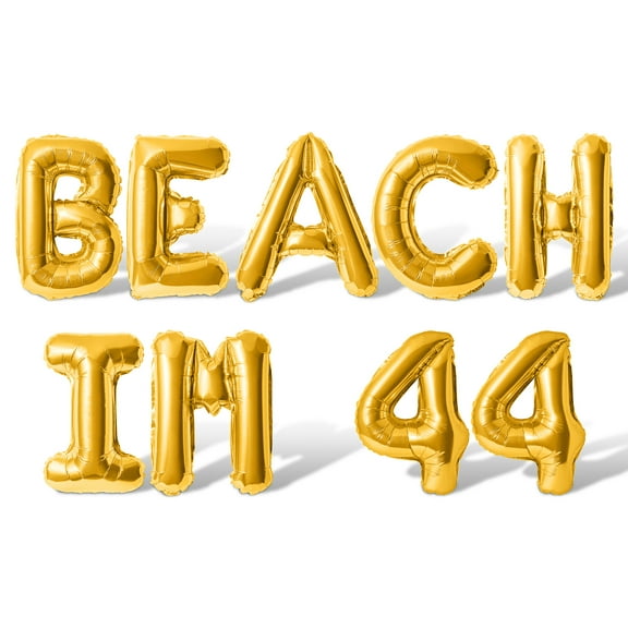 Letter Balloons - BEACH IM 44 16" Inch Alphabet Letters Foil Mylar Balloon 44th Birthday Party Banner (Gold)