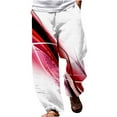 thumbnail image 2 of qolati Summer Beach Cargo Pants for Men Trendy Print Loose Fit Wide Leg Sweatpants Lightweight Elastic Waist Drawstring Baggy Trousers with Pockets, 2 of 5
