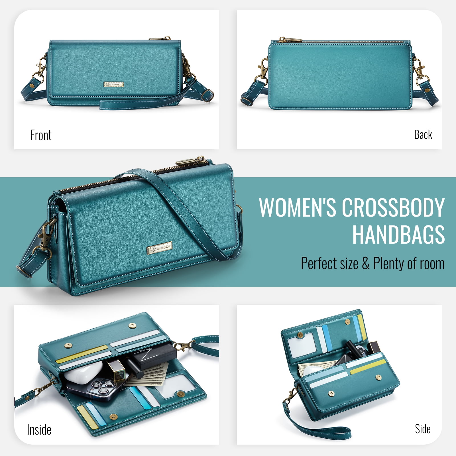 Fashion Small Crossbody Bag for Women,Cell Phone Purse Women's Shoulder Handbags Wallet Purse with RFID Blocking Credit Card Slots Zip Small Crossbody Bag Wrist strap/Shoulder strap - Green