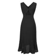 thumbnail image 5 of Homenesgenics Plus Size Dresses Women's Spring And Summer Solid V-neck Sleeveless Single Breasted Waist Closed Back Dress, 5 of 9