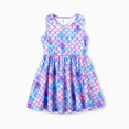 thumbnail image 4 of PatPat Toddler Girl Clothes Girls Dresses Summer Sleeveless Mermaid Tie-dye Dress and Short Sleeve Ruffled Cardigan Twofer Outfit Sets, Purple, 2 Years, 4 of 8