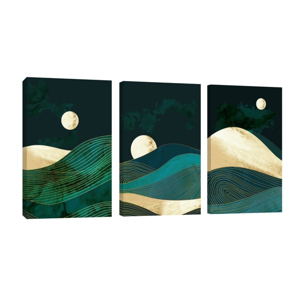 Cuadro Decorativo Tríptico Vertical Montañas de Jade Canvas Revolution Set De 3 Cuadros 25x38 cm