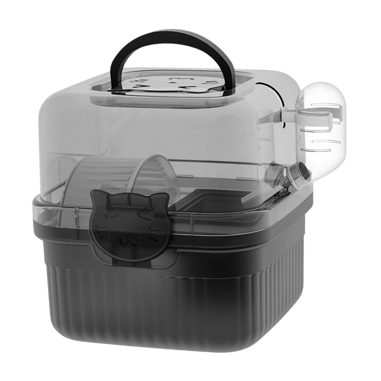 Bothyi Hamster Cage Carrying Box with Water Bottle for Small Animals Gerbils Ferret Black