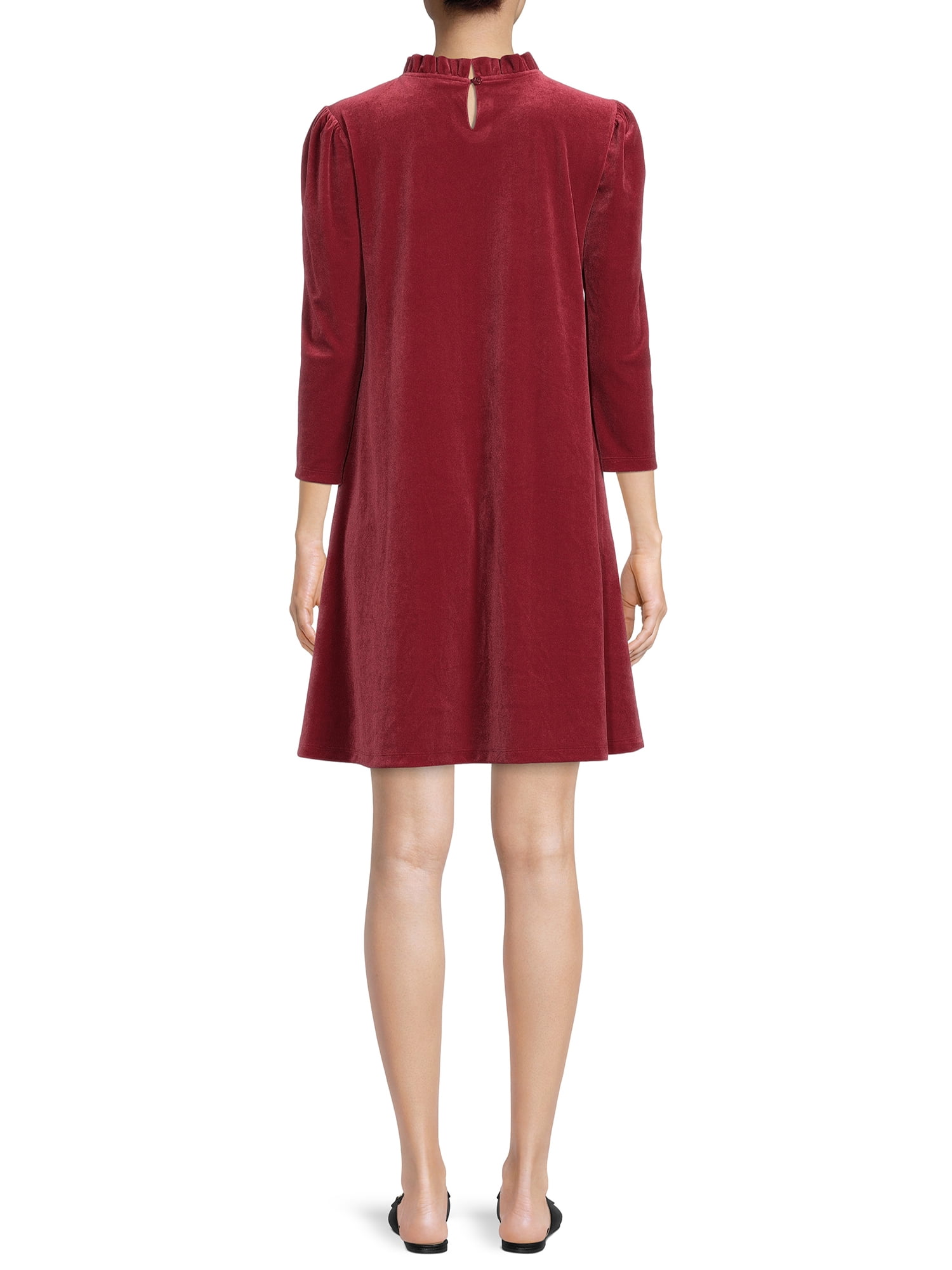 Time and Tru Women’s Velvet Dress with 3/4-Length Sleeve