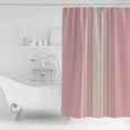 thumbnail image 4 of 54x78 Inch Shower Curtain Decorative Pink Beige Striped Bathtub Bath Curtains Fabric Waterproof Bathroom Decor Modern Farmhouse Retro Lines Small Stall Shower Curtain Set with 12 Hooks, 4 of 6