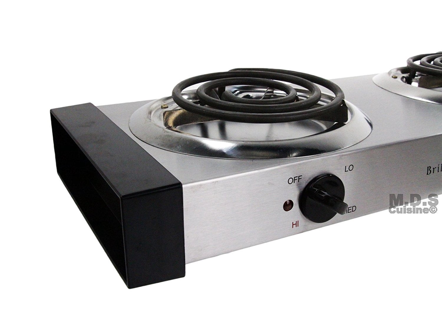 Electric Stove Double Burners Countertop Portable Stainless Steel Body Cool Touch Panels