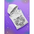 thumbnail image 3 of Black And White Tiger Sketch Hoodie Women -SPIdeals Designs, Female Small, 3 of 4