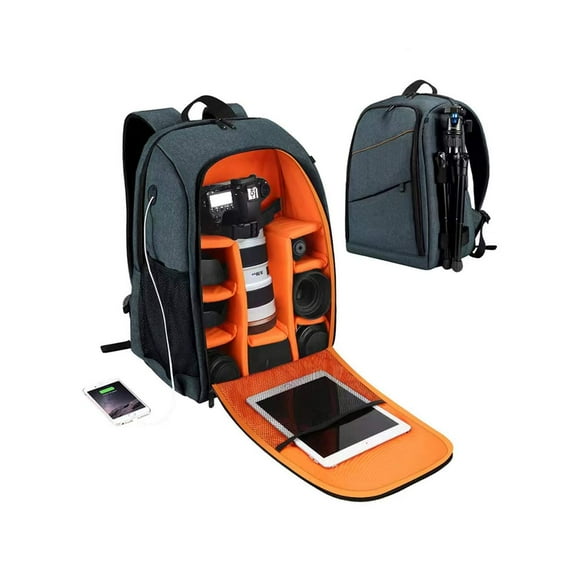 Mochila Para Laptop Y Cámara Fotográfica Premium Tec4Home T4H-FC-03 Gris