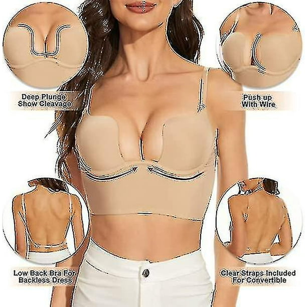 Low Back Bras For Women-seamless Deep U Plunge Backless Bras