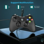 Wired Controller Compatible with X-box 360/360 Slim/ PC Windows 7/8/10/11,with Joystick Dual Vibration,Black