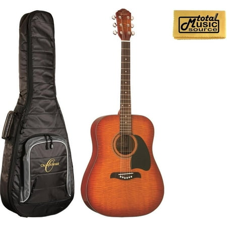 Oscar Schmidt OG2 Acoustic Guitar Flame Yellow Sunburst w/Gigbag, OG2FYS BAG
