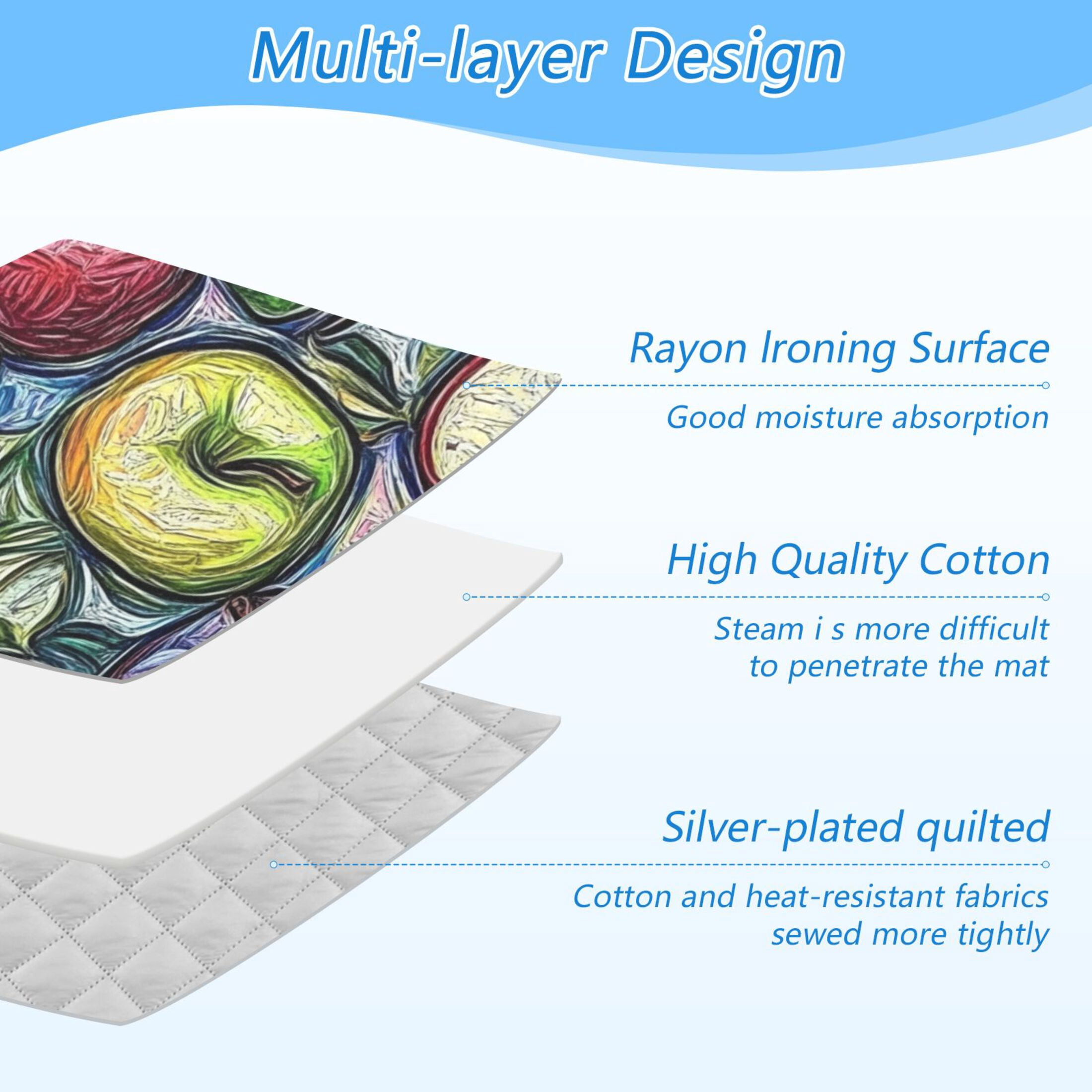Colorful Apples and Leaves Ironing Mat Blanket for Table Top Travel Portable Ironing Board Pad 47.2x27.6 Inch