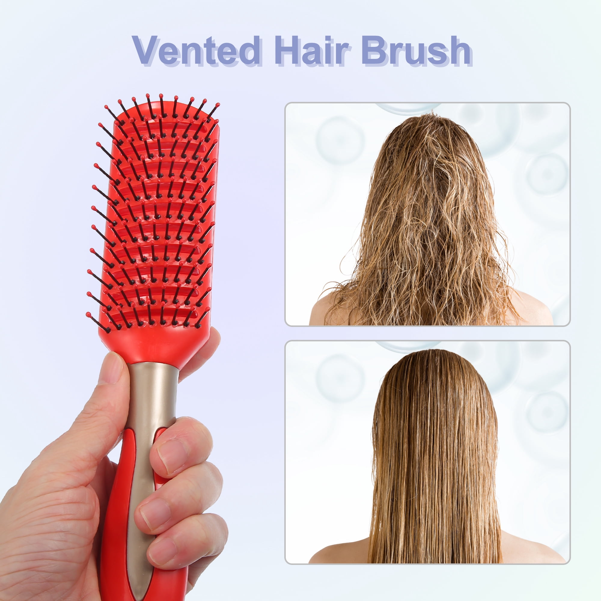 Unique Bargains 1Pc Vent Hair Brush Detangling Brush for Women Men Red