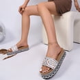 thumbnail image 4 of Platform Sandals,Women's Sandals,Flat Sandals for Women,Womens Dress Sandals,Cute Sandals for Women,Womens Slide Sandals Cork Footbed Flat Sandals Open Toe Comfort Slip On Slippers for Summer,White,8, 4 of 5