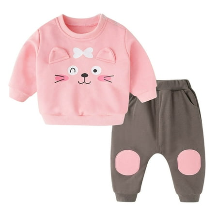 

TAIAOJING Fall/Winter Newborn Infant Baby Boy Girl Clothes Long Sleeve Cute Cartoon Animals Sweatshirt Pullover Tops Cotton Trousers Pants Set 2PCS Bodysuit Outfits 6-12 Months