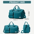 thumbnail image 4 of DAKIMOE Travel Duffle Bag for Women Men, Weekender Overnight Bags Carry on Gym Bag with Wet Pocket/Adjustable Strap/Shoe Compartment, Foldable Waterproof Duffel Tote for Plane Sports Dance, Blue, 4 of 10